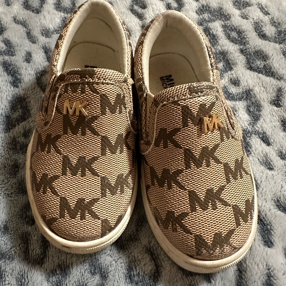 Michael Kors Brown Slip-On Sneakers with Monogram Pattern